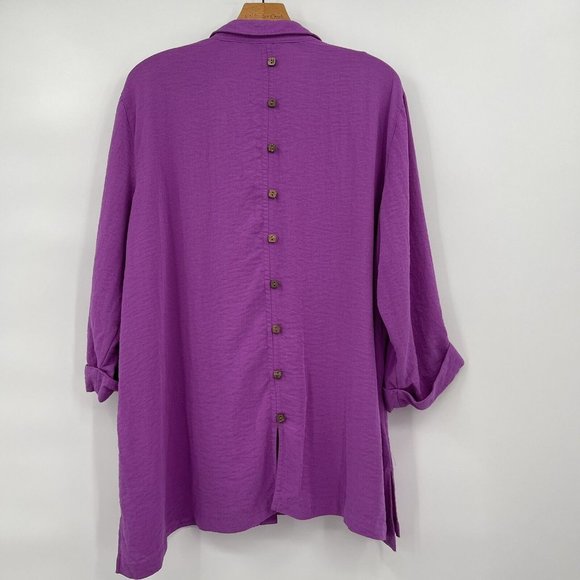 John Mark Blouse tunic top Wired Collar Crinkle Women’s size XL purple Rayon - Picture 5 of 7